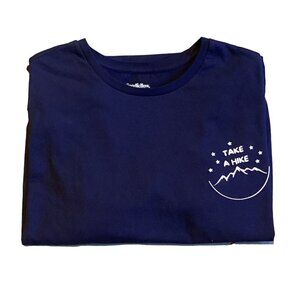 Men's "Take A Hike" XXL Graphic Tee Navy Blue Short Sleeve Crew Neck 157Q